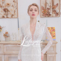 Champagne long sleeve Mermaid Wedding Dress with decals and sequins open back court long tail wedding dress 2020 Champagne long